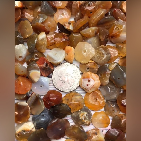 Large Vintage Rough Cut Polished Agate Gemstone Beads DIY Jewelry Making Bundle - Picture 10 of 14